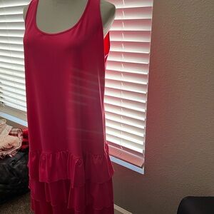 J. Peterman Pink Ruffled Tiered Sundress